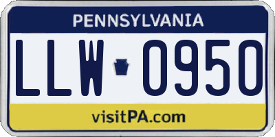 PA license plate LLW0950