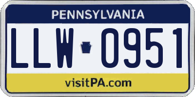 PA license plate LLW0951