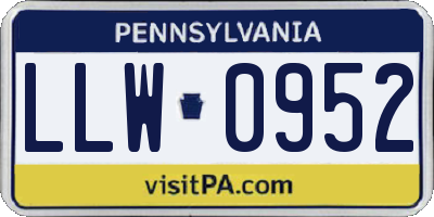 PA license plate LLW0952