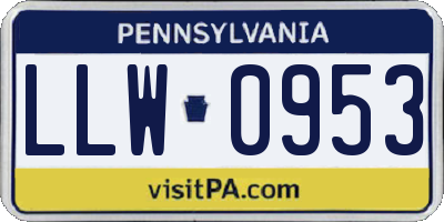 PA license plate LLW0953