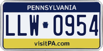 PA license plate LLW0954