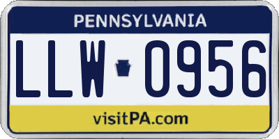 PA license plate LLW0956