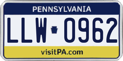 PA license plate LLW0962