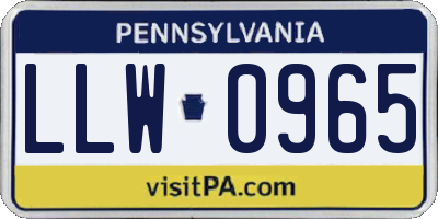 PA license plate LLW0965