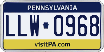 PA license plate LLW0968