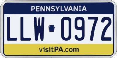 PA license plate LLW0972