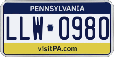 PA license plate LLW0980
