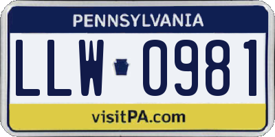 PA license plate LLW0981