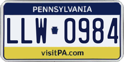 PA license plate LLW0984