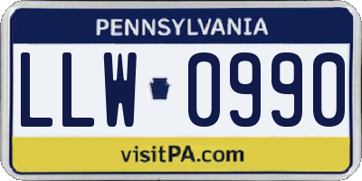 PA license plate LLW0990
