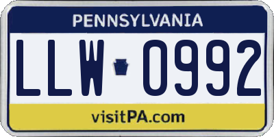 PA license plate LLW0992