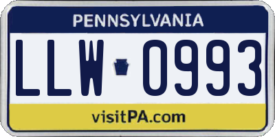 PA license plate LLW0993
