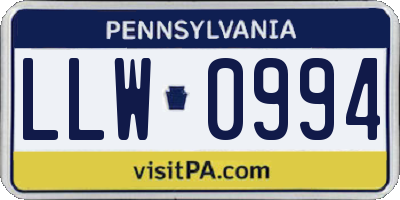PA license plate LLW0994