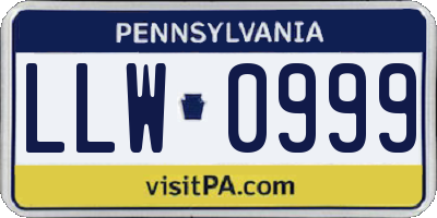 PA license plate LLW0999