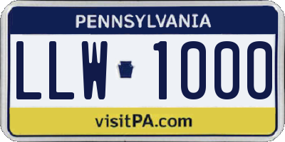 PA license plate LLW1000