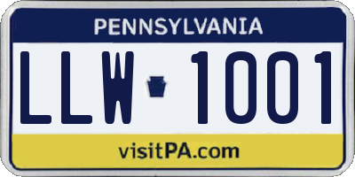 PA license plate LLW1001
