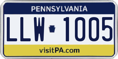 PA license plate LLW1005