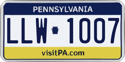 PA license plate LLW1007