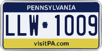 PA license plate LLW1009