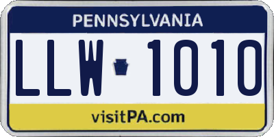 PA license plate LLW1010
