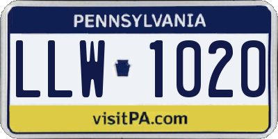 PA license plate LLW1020