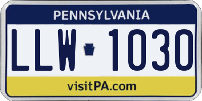 PA license plate LLW1030