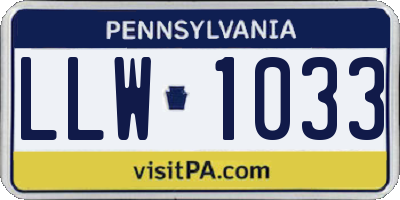 PA license plate LLW1033