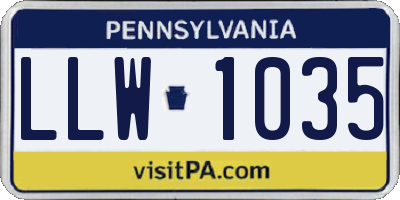 PA license plate LLW1035