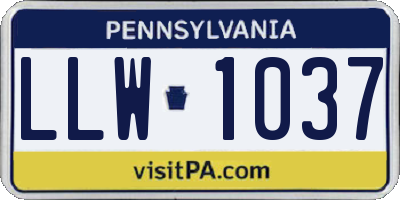 PA license plate LLW1037