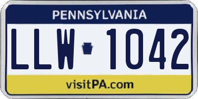 PA license plate LLW1042