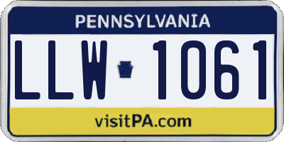 PA license plate LLW1061
