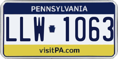 PA license plate LLW1063