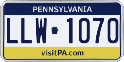 PA license plate LLW1070