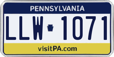 PA license plate LLW1071