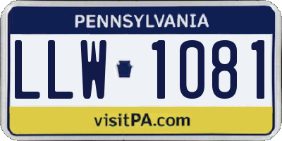 PA license plate LLW1081