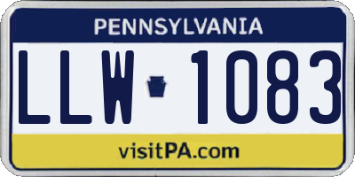 PA license plate LLW1083