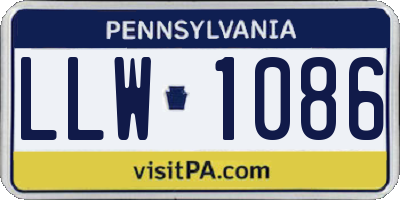 PA license plate LLW1086
