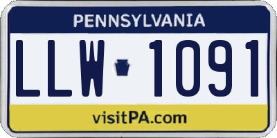 PA license plate LLW1091