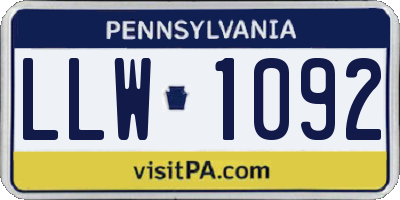 PA license plate LLW1092