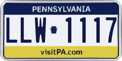 PA license plate LLW1117