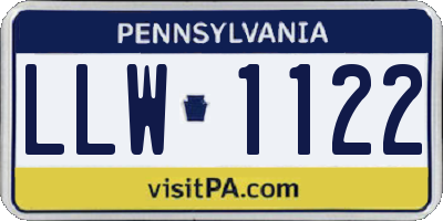 PA license plate LLW1122
