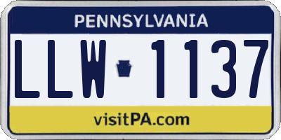 PA license plate LLW1137