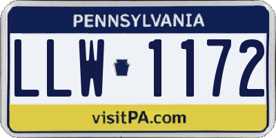 PA license plate LLW1172