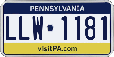 PA license plate LLW1181