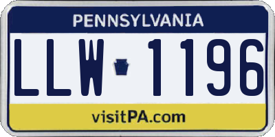 PA license plate LLW1196