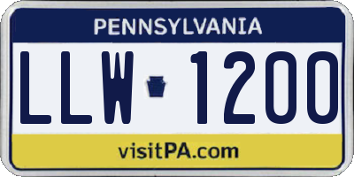 PA license plate LLW1200