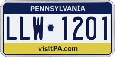 PA license plate LLW1201