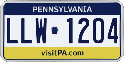 PA license plate LLW1204