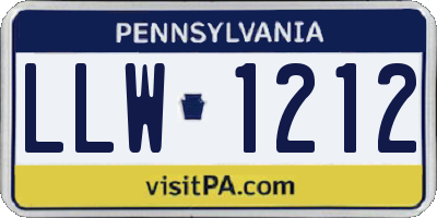 PA license plate LLW1212