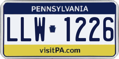 PA license plate LLW1226